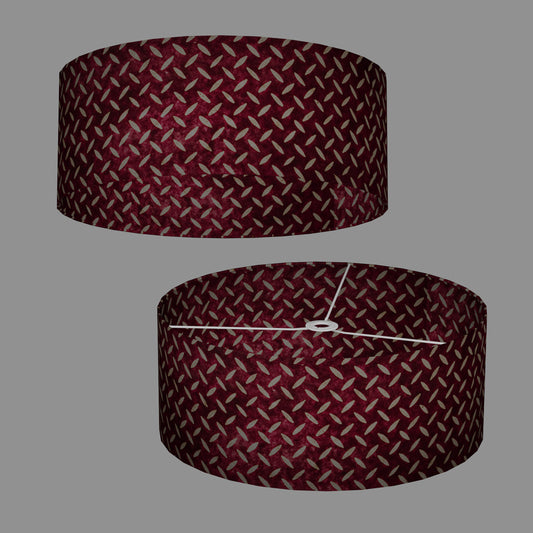 Drum Lamp Shade - P14 - Batik Tread Plate Cranberry, 50cm(d) x 20cm(h)