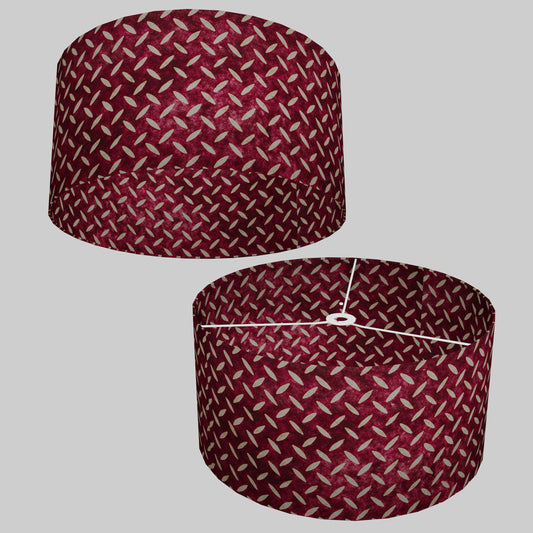 Drum Lamp Shade - P14 - Batik Tread Plate Cranberry, 50cm(d) x 25cm(h)