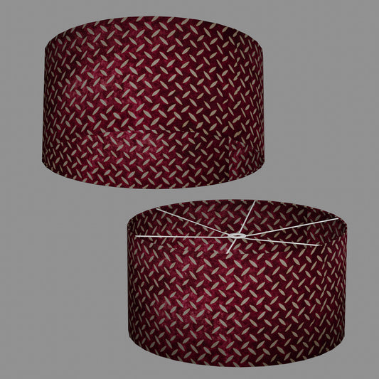 Drum Lamp Shade - P14 - Batik Tread Plate Cranberry, 60cm(d) x 30cm(h)