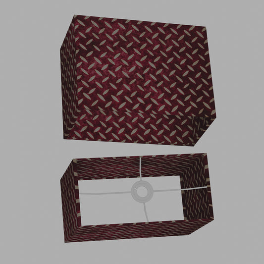 Rectangle Lamp Shade - P14 - Batik Tread Plate Cranberry, 40cm(w) x 30cm(h) x 20cm(d)
