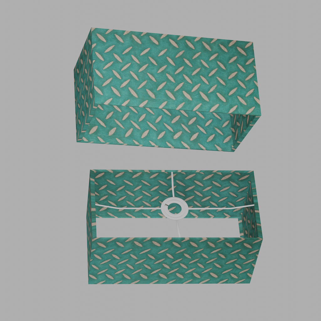 Rectangle Lamp Shade - P15 - Batik Tread Plate Mint Green, 40cm(w) x 20cm(h) x 20cm(d)