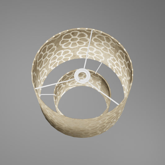 2 Tier Lamp Shade - P17 - Batik Big Flower on Natural, 30cm x 20cm & 20cm x 15cm