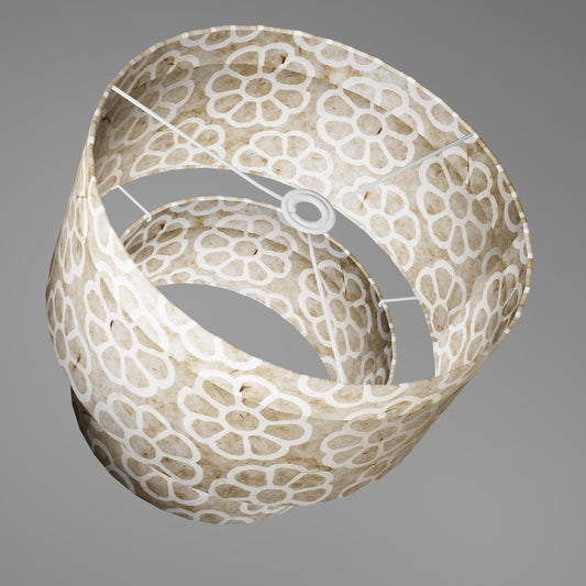 2 Tier Lamp Shade - P17 - Batik Big Flower on Natural, 40cm x 20cm & 30cm x 15cm