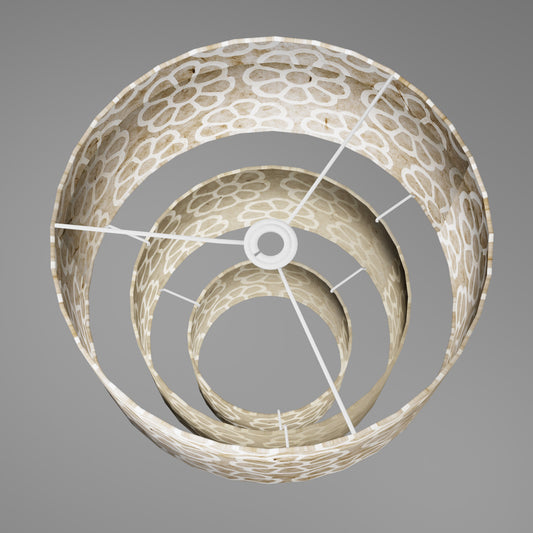 3 Tier Lamp Shade - P17 - Batik Big Flower on Natural, 40cm x 20cm, 30cm x 17.5cm & 20cm x 15cm