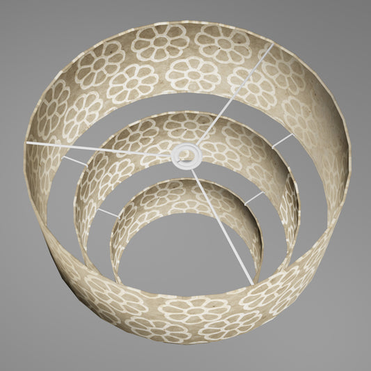 3 Tier Lamp Shade - P17 - Batik Big Flower on Natural, 50cm x 20cm, 40cm x 17.5cm & 30cm x 15cm