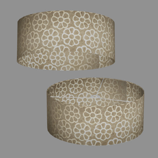 Drum Lamp Shade - P17 - Batik Big Flower on Natural, 50cm(d) x 20cm(h)