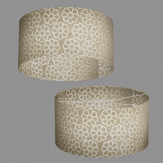 Drum Lamp Shade - P17 - Batik Big Flower on Natural, 60cm(d) x 30cm(h)