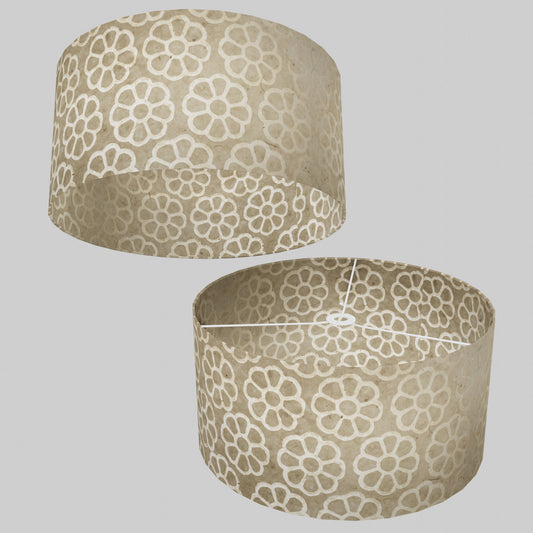 Drum Lamp Shade - P17 - Batik Big Flower on Natural, 50cm(d) x 25cm(h)