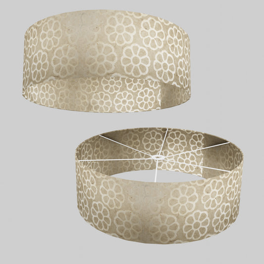 Drum Lamp Shade - P17 - Batik Big Flower on Natural, 60cm(d) x 20cm(h)