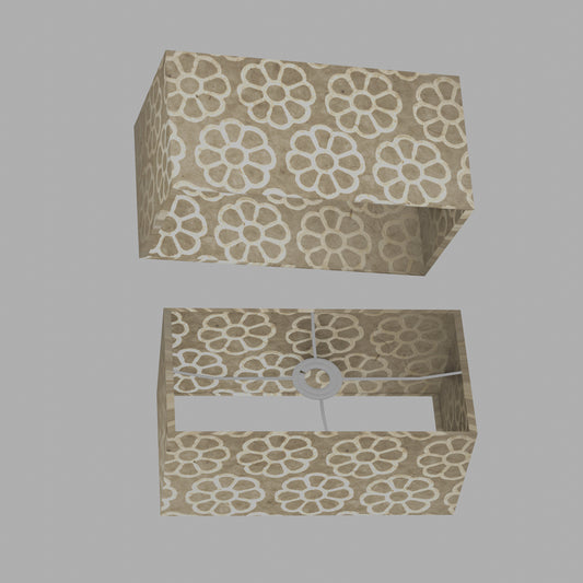 Rectangle Lamp Shade - P17 - Batik Big Flower on Natural, 40cm(w) x 20cm(h) x 20cm(d)