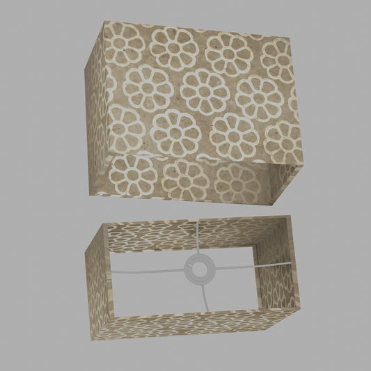 Rectangle Lamp Shade - P17 - Batik Big Flower on Natural, 40cm(w) x 30cm(h) x 20cm(d)