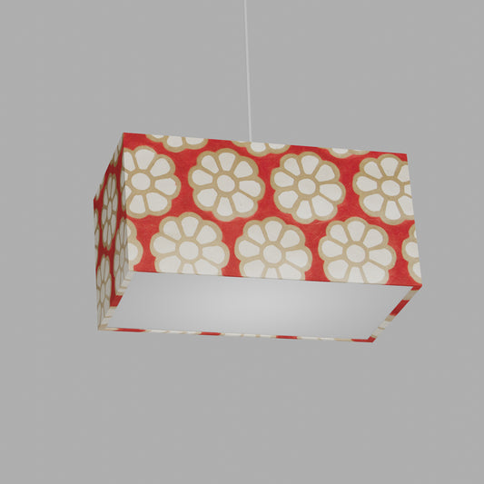 Rectangle Lamp Shade - P18 - Batik Big Flower on Red, 40cm(w) x 20cm(h) x 20cm(d)