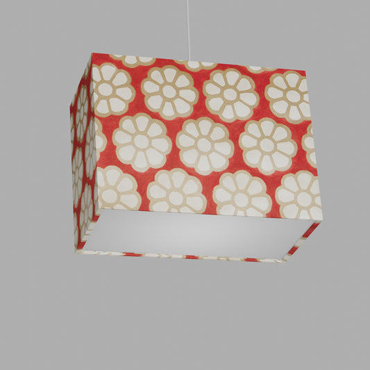 Rectangle Lamp Shade - P18 - Batik Big Flower on Red, 40cm(w) x 30cm(h) x 20cm(d)