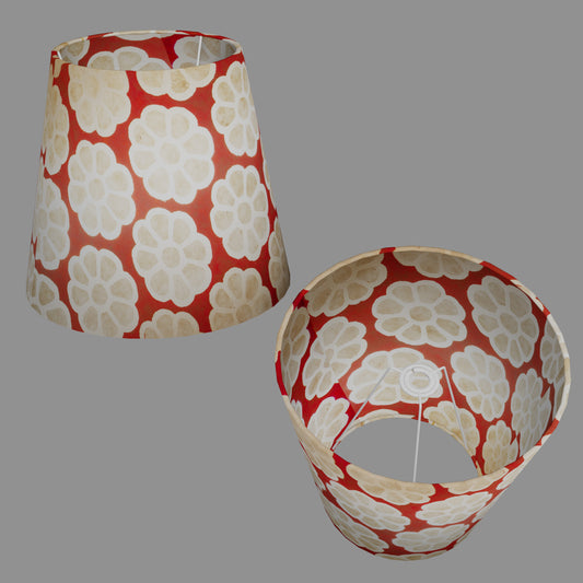 Conical Lamp Shade P18 - Batik Big Flower on Red, 23cm(top) x 35cm(bottom) x 31cm(height)