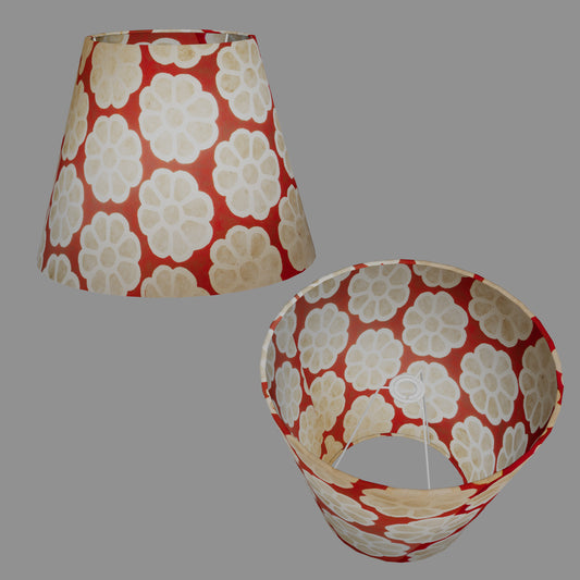 Conical Lamp Shade P18 - Batik Big Flower on Red, 23cm(top) x 40cm(bottom) x 31cm(height)