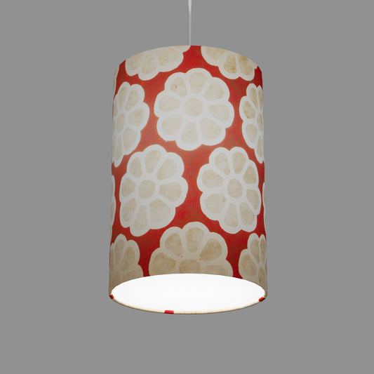 Drum Lamp Shade - P18 - Batik Big Flower on Red, 20cm(d) x 30cm(h)