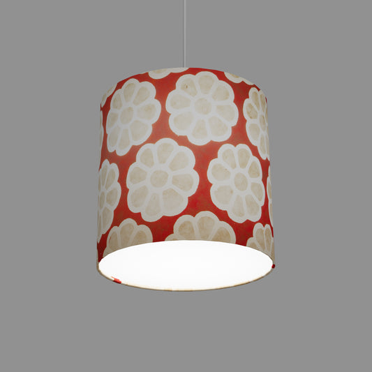Drum Lamp Shade - P18 - Batik Big Flower on Red, 25cm x 25cm