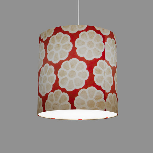 Drum Lamp Shade - P18 - Batik Big Flower on Red, 30cm(d) x 30cm(h)