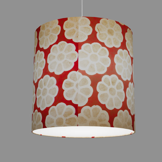 Drum Lamp Shade - P18 - Batik Big Flower on Red, 40cm(d) x 40cm(h)