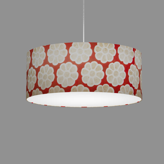 Drum Lamp Shade - P18 - Batik Big Flower on Red, 50cm(d) x 20cm(h)