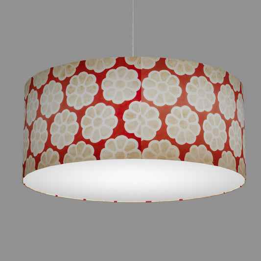Drum Lamp Shade - P18 - Batik Big Flower on Red, 70cm(d) x 30cm(h)
