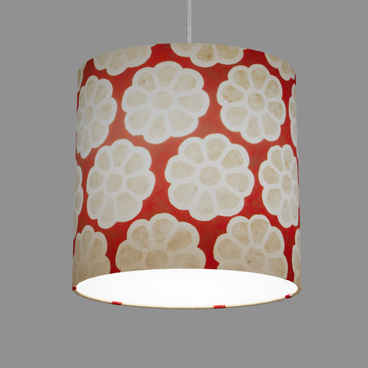 Oval Lamp Shade - P18 - Batik Big Flower on Red, 30cm(w) x 30cm(h) x 22cm(d)