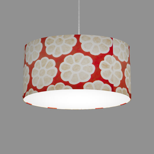Oval Lamp Shade - P18 - Batik Big Flower on Red, 40cm(w) x 20cm(h) x 30cm(d)
