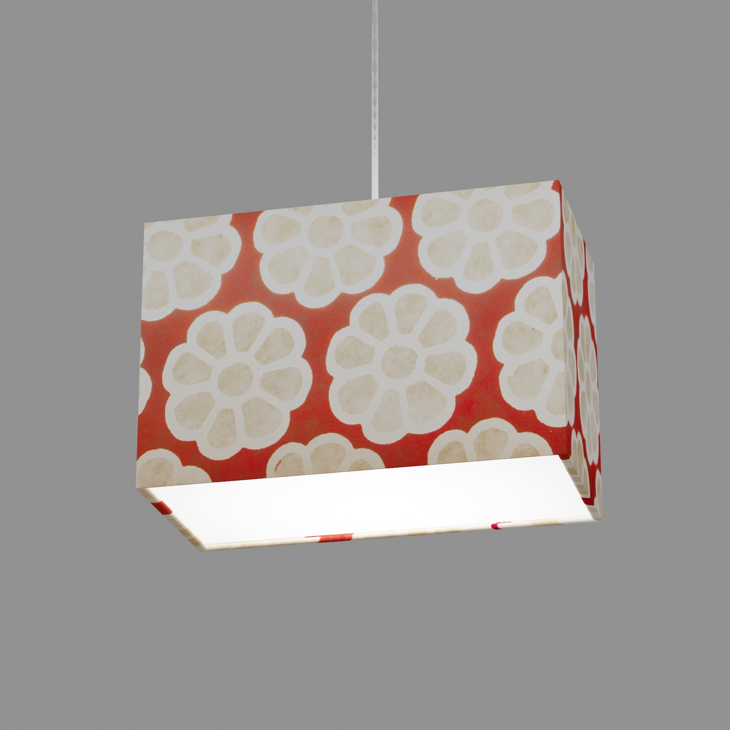 Rectangle Lamp Shade - P18 - Batik Big Flower on Red, 30cm(w) x 20cm(h) x 15cm(d)