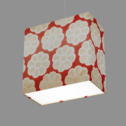 Rectangle Lamp Shade - P18 - Batik Big Flower on Red, 30cm(w) x 30cm(h) x 15cm(d)
