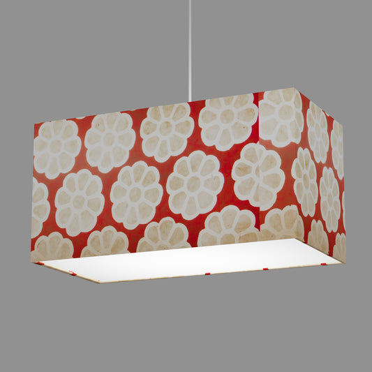 Rectangle Lamp Shade - P18 - Batik Big Flower on Red, 50cm(w) x 25cm(h) x 25cm(d)