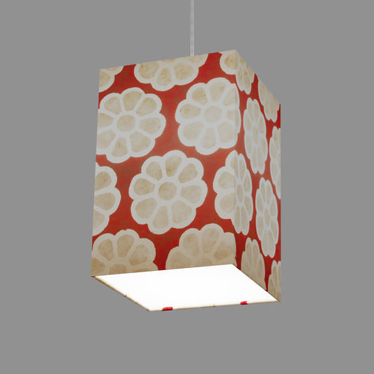 Square Lamp Shade - P18 - Batik Big Flower on Red, 20cm(w) x 30cm(h) x 20cm(d)