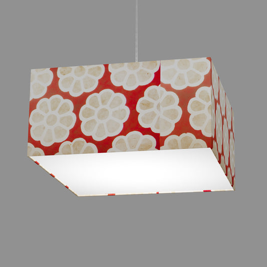Square Lamp Shade - P18 - Batik Big Flower on Red, 40cm(w) x 20cm(h) x 40cm(d)