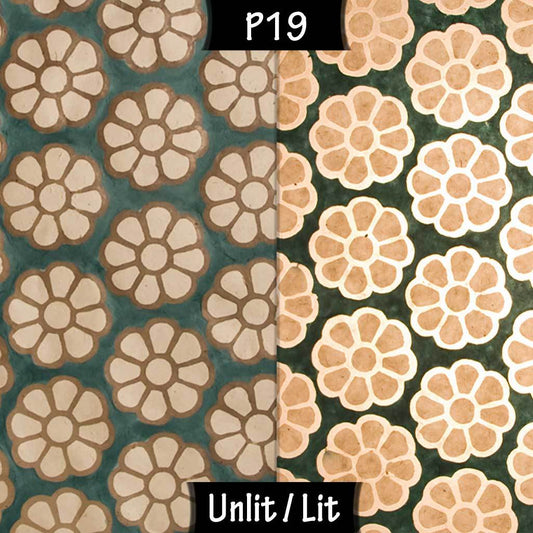 Square Lamp Shade - P19 - Batik Big Flower on Green, 40cm(w) x 20cm(h) x 40cm(d) - Imbue Lighting