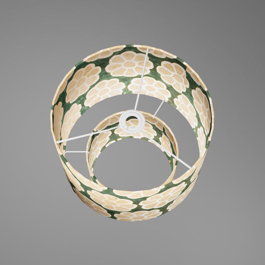 2 Tier Lamp Shade - P19 - Batik Big Flower on Rainforest, 30cm x 20cm & 20cm x 15cm