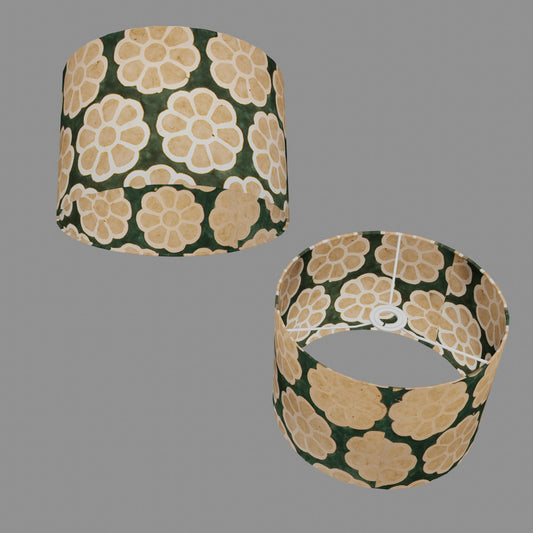 Drum Lamp Shade - P19 - Batik Big Flower on Rainforest, 30cm(d) x 20cm(h)