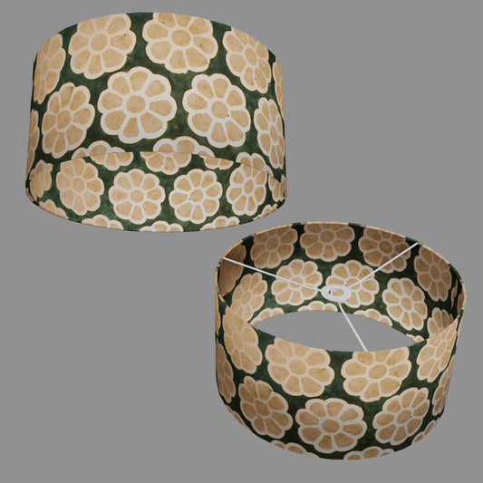 Drum Lamp Shade - P19 - Batik Big Flower on Rainforest, 40cm(d) x 20cm(h)