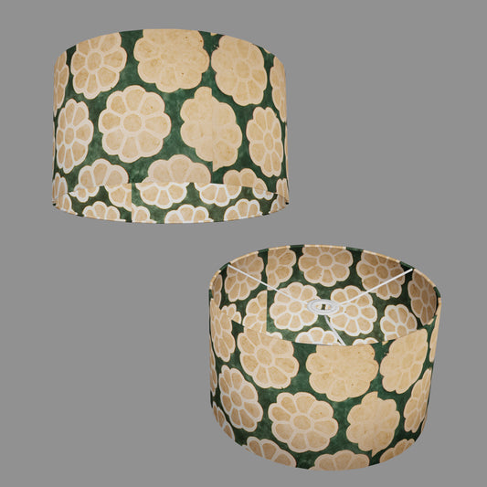 Drum Lamp Shade - P19 - Batik Big Flower on Rainforest, 35cm(d) x 20cm(h)