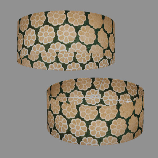 Drum Lamp Shade - P19 - Batik Big Flower on Rainforest, 50cm(d) x 20cm(h)