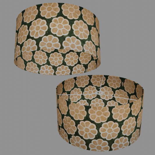 Drum Lamp Shade - P19 - Batik Big Flower on Rainforest, 50cm(d) x 25cm(h)