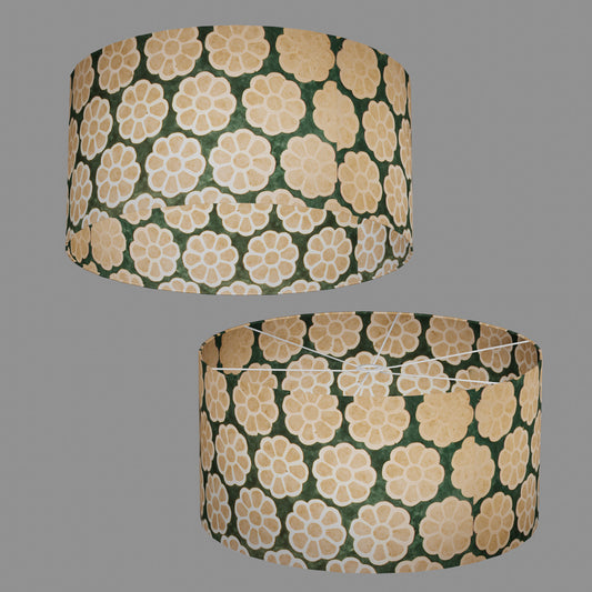 Drum Lamp Shade - P19 - Batik Big Flower on Rainforest, 60cm(d) x 30cm(h)