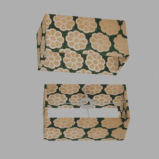 Rectangle Lamp Shade - P19 - Batik Big Flower on Rainforest, 40cm(w) x 20cm(h) x 20cm(d)