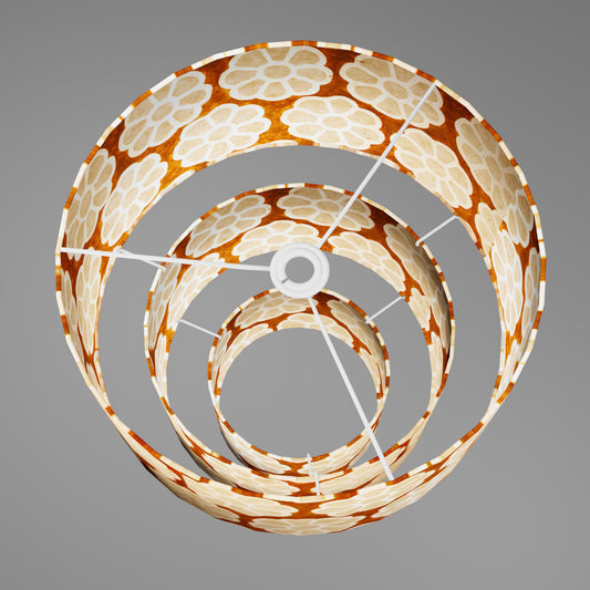 3 Tier Lamp Shade - P20 - Batik Big Flower on Brown, 40cm x 20cm, 30cm x 17.5cm & 20cm x 15cm