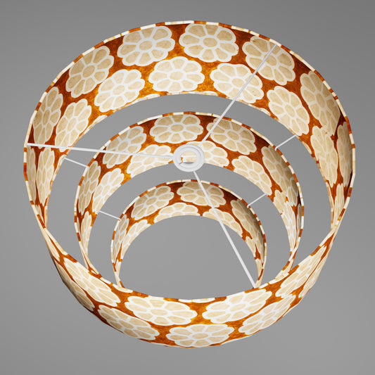 3 Tier Lamp Shade - P20 - Batik Big Flower on Brown, 50cm x 20cm, 40cm x 17.5cm & 30cm x 15cm