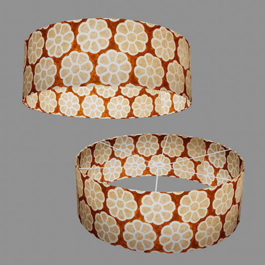 Drum Lamp Shade - P20 - Batik Big Flower on Brown, 60cm(d) x 20cm(h)