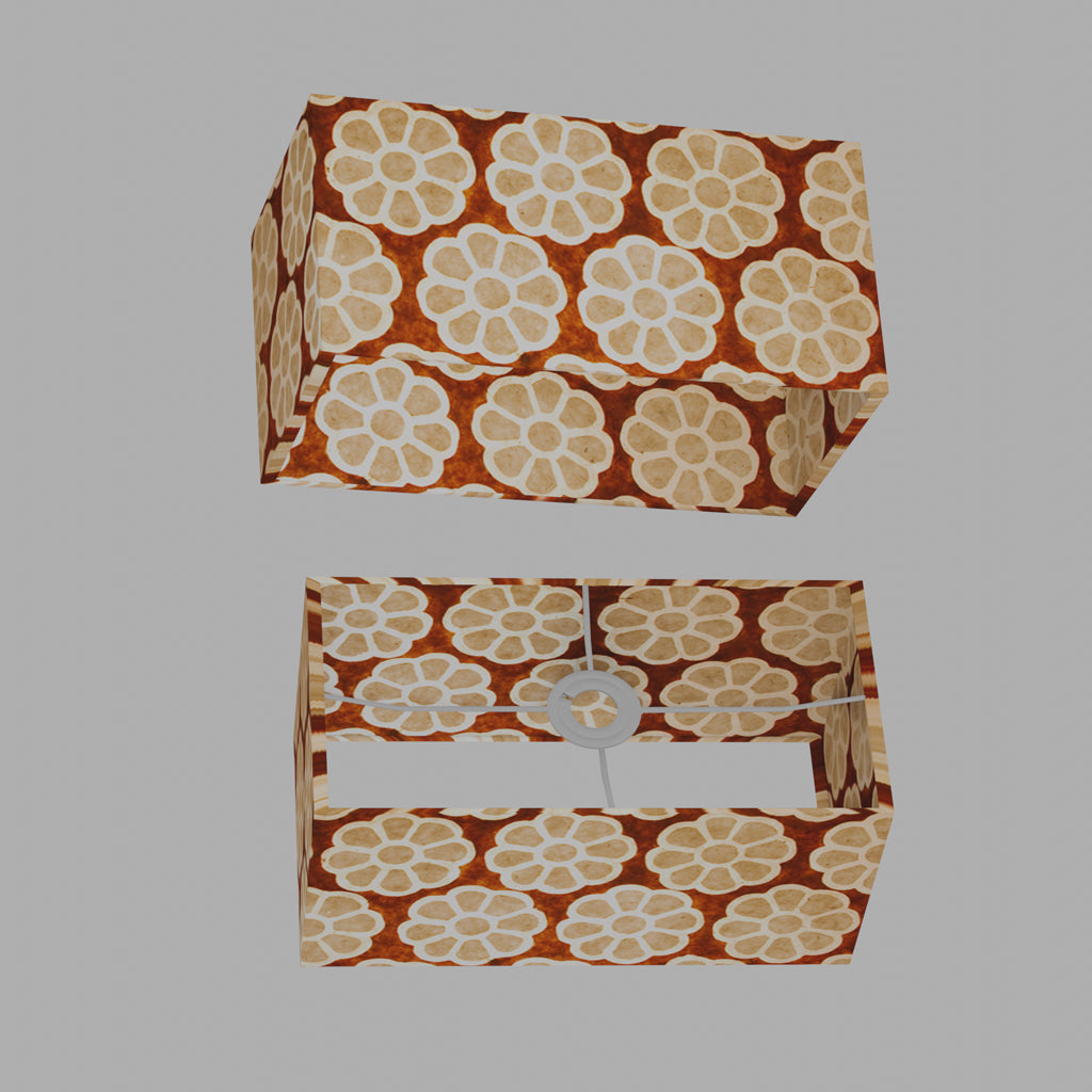 Rectangle Lamp Shade - P20 - Batik Big Flower on Brown, 40cm(w) x 20cm(h) x 20cm(d)