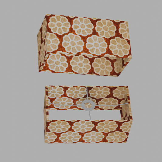 Rectangle Lamp Shade - P20 - Batik Big Flower on Brown, 40cm(w) x 20cm(h) x 20cm(d)