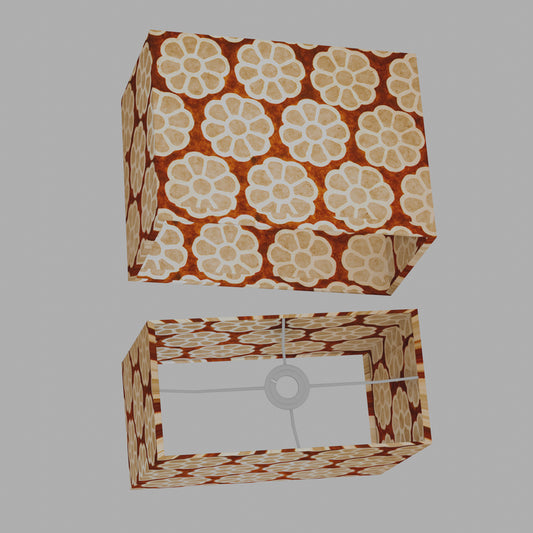 Rectangle Lamp Shade - P20 - Batik Big Flower on Brown, 40cm(w) x 30cm(h) x 20cm(d)