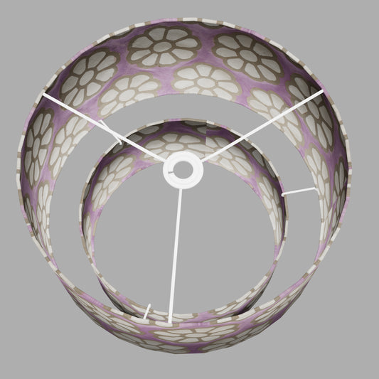 2 Tier Lamp Shade - P21 - Batik Big Flower on Lilac, 40cm x 20cm & 30cm x 15cm