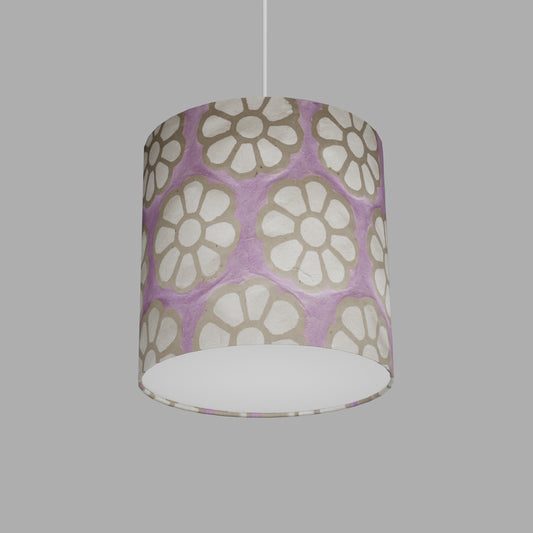 Drum Lamp Shade - P21 - Batik Big Flower on Lilac, 25cm x 25cm