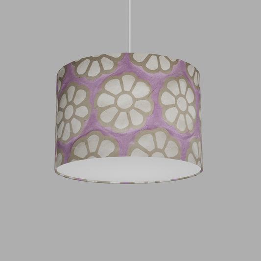 Drum Lamp Shade - P21 - Batik Big Flower on Lilac, 30cm(d) x 20cm(h)